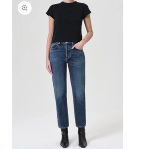 AGOLDE Jeans Women's size 25 Blue RILEY HIGH RISE STRAIGHT CROP jeans
